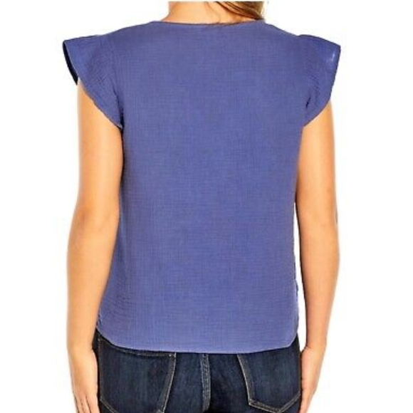 Three Dots Double Layer Gauze Short Sleeve Top Perwinkle Blue Size XL NWT - Picture 2 of 9